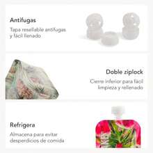 Twistshake 5x Bolsas Reutilizables de Comida para Bebés 220 ml | Bolsitas Exprimibles para Alimento | Recargables, Lavables y Libres de BPA | Doble Cremallera para Alimentación Complementaria - Blanco - Ver 4
