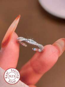 1枚S925纯银精致独特交叉扭纹钻石脚趾戒指，可调节，适合夏季海滩佩戴 - 交叉麻花腳趾環 - 查看 1