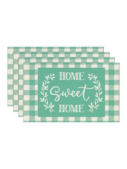 4pcs/6pcs Cozy Home Plaid Pattern Placemats, Rectangular Dining Mats, Washable, Suitable For Family Dinner, Coffee Table, Durable Kitchen And Dining Room Decor, Tabletop Decoration And Scenery Decor, Home Decor