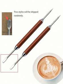 Luxus Latte Art Stift, Latte Art Stift mit Palisandergriff, geschnitzter Schaft Latte Art Werkzeug, Edelstahl Kaffee Latte Art Stift, Holzgriff, geeignet für Cappuccino, Espresso Latte Art, Barista Zeichenstift, geeignet für Café, Zuhause, Barista Zubehör - Verschiedenfarbig - View 10