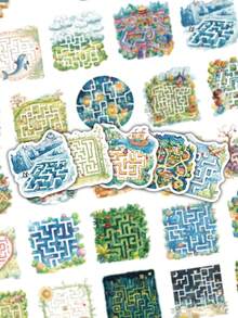 50pcs Maze Game Stickers Aesthetic Vibes For Journal, Phone Case, Tablet, Water Bottle, Desk, Helmet, Bike, Luggage, Waterproof Decals - Multicolor - View 1