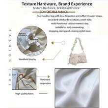 PU Bow Handbag & Crossbody Bag - Ic Closure Detachable Strap, White/Black Solid Color Elegant Bow Accent, Versatile For Casual & Dressy Outfits, Easy-Care Handbag For Parties Weddings Everyday Use, Christmas Gifts, Valentine's Day And New Year Gifts - 白色 - 查看 6