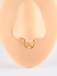 1PC Stainless Steel Skull Vine Septum Clicker Ring Heart Zirconia Nose Ear Tragus Cartilage Daith Helix Piercing Body Jewelry 16G - As Shown - View 3