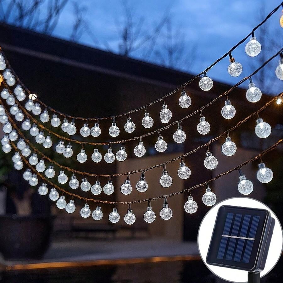 20/50/100 LED Solar Hanging Bubble Ball Lights, 8 Modes, Waterproof Outdoor Decor Lights For Garden, Lawn, Party, Wedding And Holiday Atmosphere