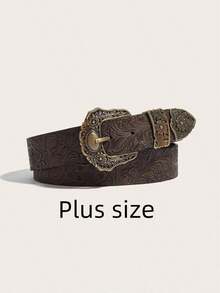 1pc Plus Size Women's Bohemian Vintage Western Style Brown Chunky Belt, Retro Antique Copper Embossed Waist Belt, Suitable Dresses, Coats, Sweaters, Pants, Party, Casual, Dating, Campus, Music Festival, Winter - Cà phê - Xem 1