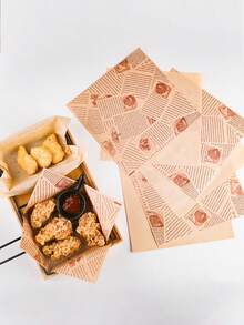 50/100/200张吸油纸，食品衬纸（15*15厘米），三明治包装纸，烘焙纸，防水防油托盘纸，面包/三明治/烧烤防油垫纸，烘焙/煎炸吸油纸，零食衬纸，英文报纸，托盘衬纸 - 彩色 - 查看 3