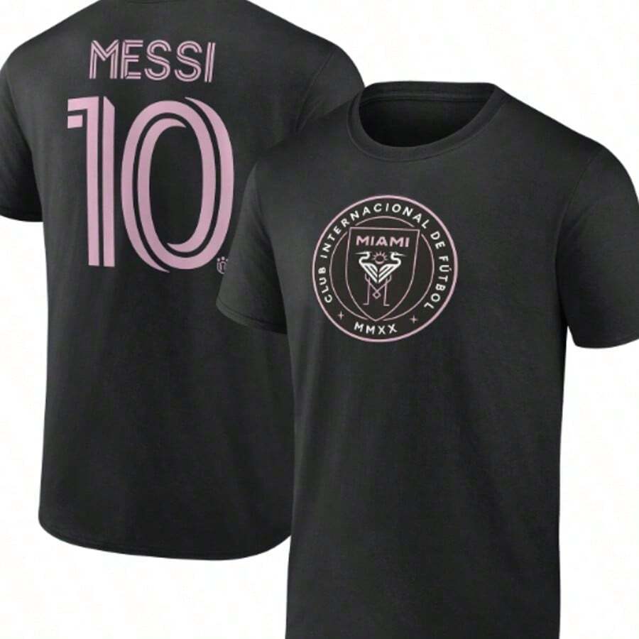 Men's Lionels Messis Black Inters Miamis CF Authentic Stack Name & Number T-Shirt - màu đen - Xem 1