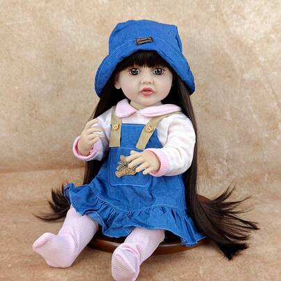 Long Hair Simulation Doll DIY Hairstyles, Exquisite Reborn Dolls-55cm Soft Vinyl Toys Christmas/Thanksgiving/Birthday Companion Gifts