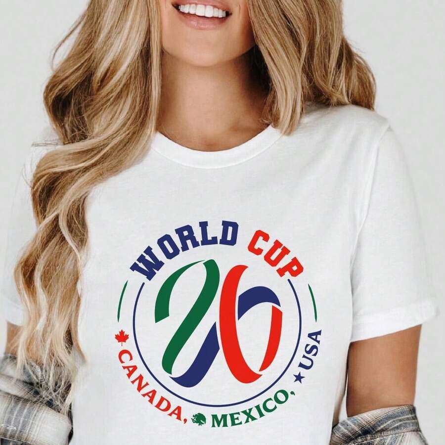 World Cup 26 Shirt, Soccer Fan T-Shirt, 2026 Football Tee, USA Canada Mexico Shirt - trắng - Xem 1