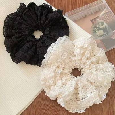 2 chiếc dây buộc tóc hai lớp ren ngọt ngào, màu ngẫu nhiên, kiểu dáng ballet, dùng cho tóc đuôi ngựa thấp, phụ kiện tóc, dây buộc tóc trang trí nhà cửa, phòng ngủ.