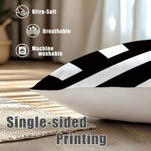 MEMNUN 4pcs Classic Black And White Striped Print Pillow Covers [No Pillow Insert], 17.7*17.7in(45*45cm)/19.69*19.69in(50*50cm)/15.75*15.75in(40*40cm), [Single-Sided Printing] Style Polyester Throw Pillow Covers For Sofa, Bed, Living Room, Bedroom, Car, Office, Hotel Decor, Perfect Gift For Family And Friends, Suitable For All Seasons - Multicolor - View 4