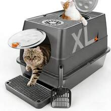 Extra Large Stainless Steel Cat Litter Box Set. Premium Stainless Steel, Easy To Clean And Splash-Proof. Includes A Litter Scoop, Step Pedal, Anti-Slip Mat And Deodorizing Carbon Pack. - XL - View 12