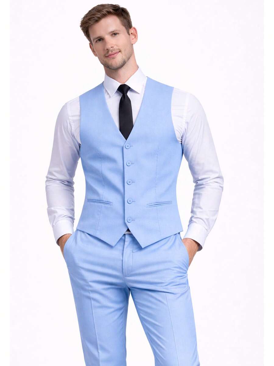 Men Vests - 淺藍色 - 查看 1