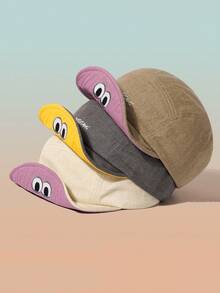 1pc Vintage Quirky Flap 5-Panel Hat, Casual Soft Brim Workwear Baseball Cap For Women - A - View 3