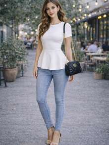 Top peplum versatil manga corta. - Blanco - Ver 4