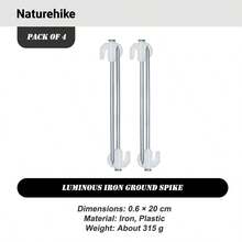 Naturehike 4pcs Glow-In-The-Dark Iron Tent Stakes For Outdoor Camping Tent And Canopy, Portable - Multicolor - View 7