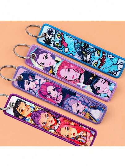 DOBBLE 6 Stück Cartoon Figur K-Pop Schlüsselanhänger gewebtes Etikett Anhänger Taschendekoration, Weihnachtsstrumpf Füllung, Valentinstag, Ostern, Feiertagsparty Gastgeschenk, Sammlerspielzeug