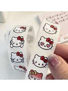 SANRIO 500张/套 Hello Kitty 贴纸 - 亮面哑光卡通贴纸，自粘PVC材质，适用于笔记本电脑、笔记本、手机壳和水瓶 | 多种图案，包括花朵、水果等，可爱贴纸 - 彩色 - 查看 9