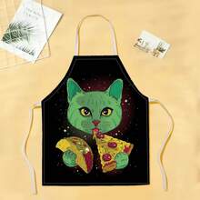 1pc Pizza Cat Pattern Apron, Creative Funny Fashion Printed Apron, Home Cleaning Apron, Easy Clean Kitchen Cooking Apron, Creative Home Apron - Multicolor - View 18