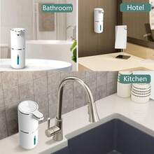 DONASIRA 380ml Capacity Non-Contact Smart Infrared Automatic Soap Dispenser, Electric Home Detergent Quick Dispenser Pump, Handwashing Foam Cleaner, IPX5 Waterproof, USB Rechargeable, 4 Adjustable Levels, Suitable For Hand Sanitizing And Home Cleaning - Multicolor - View 12