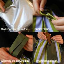 1 pieza Bolsa de almuerzo aislada de color contrastante vertical, caja bento portátil multifuncional con cordón de sellado, correa para el hombro desmontable para llevar en la mano o cruzada, reutilizable para la escuela, el trabajo, el camping, el picnic, sin contacto con los alimentos - Multicolor - Ver 3