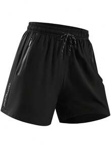 Women's Running Shorts, Summer Active Bottoms With Zipper Pockets For Gym & Workout, Athletic Shorts Sports - Black - View 6