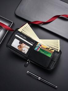 New Retro Men's Wallet, Short Bifold Leather Card Holder Zipper Wallet, Easter - Multicolor - View 6