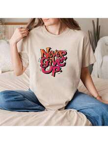 1张/2张/3张“永不放弃”热转印乙烯基贴纸，易熨烫，可水洗且耐用，适用于DIY T恤、牛仔裤、背包和枕头。 - L - 查看 6