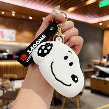 1pc Creative Cartoon Snoopy Wallet Keychain, Cute White Dog Keyring Pendant, Unisex Accessory, Random Style - Multicolor - View 7