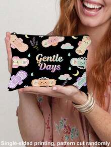 "Period Essentials"Storage Bag,Sanitary Pad Pattern Makeup Pouch, Travel Toiletry Bag, Multi-Purpose Organizer, DIY Categorized Storage, Women's Menstrual Care Gift, Single-Sided Print Design, Ideal For Pa, Travel - Black - View 14