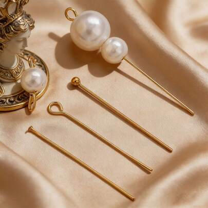 50/100个不锈钢极简弯针 T型针 串珠针 九字针 串珠连接针 耳环手链DIY饰品配件制作