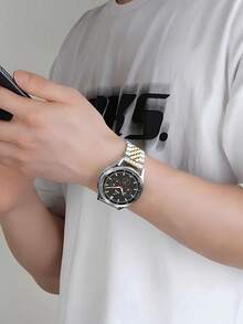 1条男女通用银色金色奢华商务优雅五珠不锈钢表带，20mm/22mm可选，兼容三星Galaxy Watch 7/6/5/4/3 Active/2 Classic（40mm/42mm/44mm/46mm/43mm/47mm）和华为Watch GT 5/4/3/2 Pro Runner Ultimate（42mm/46mm）。 - 銀金色 - 查看 8