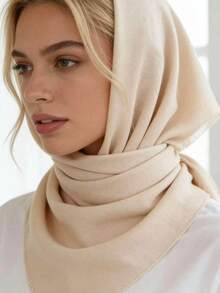 Linen Solid Color Casual Polyester Scarf, Natural Texture, Soft Wrap Feel, Versatile Headscarf, Breathable & Skin-Friendly, Daily Wear Hijab - Multicolor - View 16