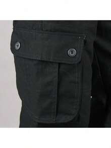 Pantalón de exterior informal y versátil Corte relajado, múltiples bolsillos - Negro - Ver 5
