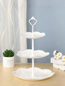 Three Layer White Cake Rack, Cookie Tray, And Cupcake Tower, Suitable For Weddings, Graduation Parties, And Other Occasions/Festivals/Gatherings/Cake Decoration/Cupcake Rack/Room Decoration/Spring Decoration/Home Decoration/Spring Home Decoration/Kitchen Accessories - View 3
