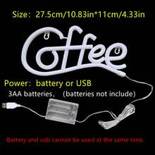 1个LED字母“Coffee”霓虹灯招牌墙面装饰灯，彩色灯光，适用于咖啡吧、生日派对、家居装饰，电池/USB供电，也可用于商店、卧室、客厅等场所。 - coffee霓虹燈 - 查看 13