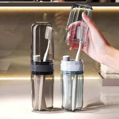 Cốc đựng bàn chải đánh răng, hộp đựng bàn chải đánh răng có nắp đậy, hộp đựng bàn chải đánh răng trong suốt, hộp đựng kem đánh răng di động, cốc rửa tay du lịch, phụ kiện thiết yếu khi đi cắm trại, công tác, đi học, du lịch và về nhà.