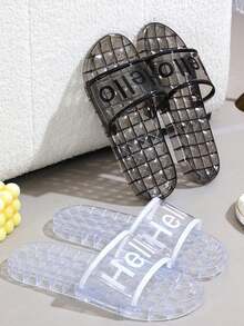 PVC透明拖鞋，夏季塑料凉鞋，轻便室内浴室拖鞋，便携式淋浴拖鞋，速干防滑浴室拖鞋，时尚水晶沙滩凉鞋，简约风格拖鞋，适用于家庭、宿舍、健身房、泳池、水疗中心、露营、海滩、酒店淋浴间等场合，返校必备，家居用品，浴室用品，节日礼物，生日礼物，派对礼物 - 彩色 - 查看 9