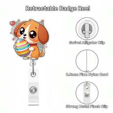 Easter Badge Reels With Alligator Clip Funny ID Badge Holders Cute Bunny Badge Reel Designs Retractable Bow Shape Easter Badge Holder For Nursing Medical Students Nurse Name Accessories For Work - 復活節 987 - 查看 3