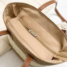 1pc Fashion Straw Woven Tote Bag, Large Capacity Beach Travel Handbag, Commuter Shoulder Bag With Scarf Bow Detail, Suitable For Elegant Ladies Casual, Beach Trip, Daily Matching - Multicolor - View 11