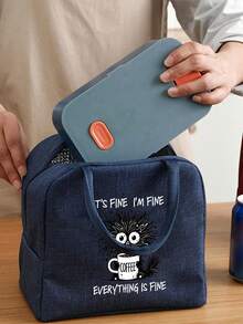 Túi đựng cơm trưa cách nhiệt với họa tiết "Tôi ổn, mọi thứ đều ổn", bao gồm thiết kế cốc cà phê, phù hợp cho phụ nữ yêu thích cà phê, kèm theo túi đựng dụng cụ màu đen và túi đựng cơm hai lớp, dung tích lớn, túi giữ nhiệt cho bữa ăn học sinh. - Nhiều màu - Xem 2