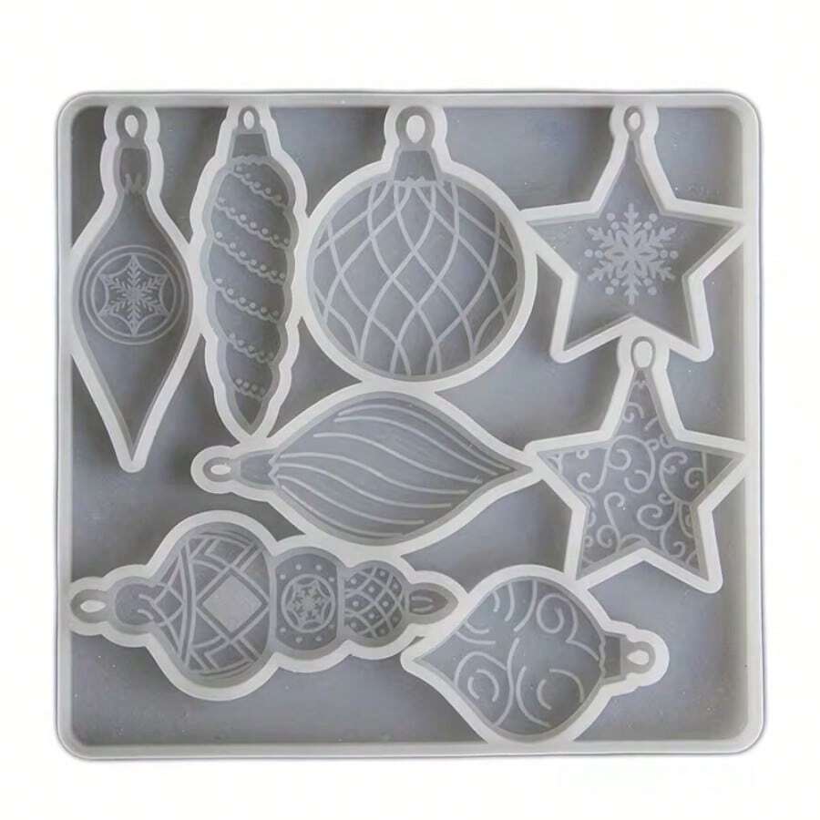 Silicone Mold For Making Christmas Stars And Snowflakes - Reusable Square Craft Mold Suitable For Resin, Candle And Bath Bomb - Perfect For Holiday Decoration And Home Decor, Ideal For Holiday Season - Square 8-compartment Silicone Mold - View 1