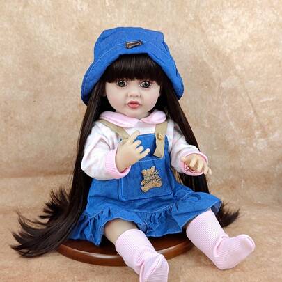 Long Hair Simulation Doll DIY Hairstyles, Exquisite Reborn Dolls-55cm Soft Vinyl Toys Christmas/Thanksgiving/Birthday Companion Gifts