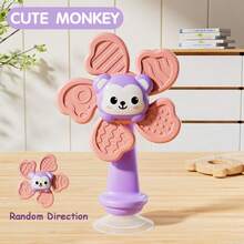 婴儿感官玩具，带吸盘 - 可移动摇铃，配有熊/乌龟/心形手柄，色彩丰富，触感刺激，树脂材质，有助于培养宝宝的动手能力 - 彩色 - 查看 7