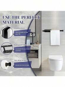 Self-Adhesive & Drillable Paper Towel Holder, Stainless Steel Towel Rack With Anti-Drop Design, Wall Mounted Roll Holder For Kitchen & Bathroom - Black - View 8