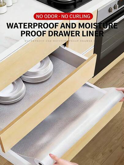 بطانة درج غير قابلة للانزلاق من إيشينو، حصيرة درج خالية من الصمغ من مادة EVA، وسادة ثلاجة شفافة مقاومة للماء قابلة للتخصيص لحماية الأدراج وأرفف خزانة المطبخ