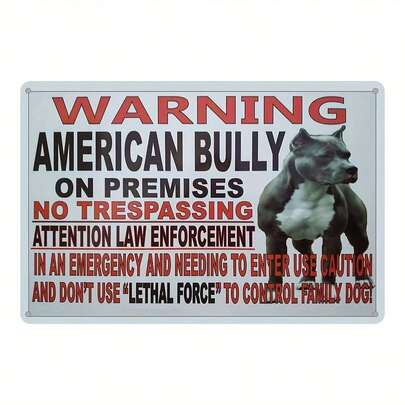 1pc American Bully Dog Metal Warning Sign, Vintage Style, Indoor/Outdoor Decorative No Trespassing Notice, Durable Metal Construction, No Electricity Needed, Pet Owner Alert Sign