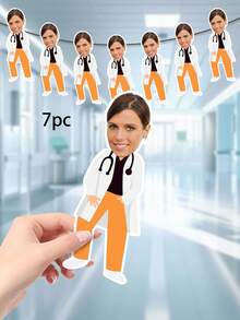 1pc Personalized Customized Photos Of Doctor Banners And Banners, Customized Name Blessing Medical Theme Banners And Decorations, Hospital Department Banners For Doctor'S Day, Graduation Celebration Decorations, Thank-You Doctor Gifts, Suitable For Hospitals, Clinics, Parties, And Photo Backgrounds - Multicolor - View 7