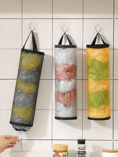 1pc Wall-Mounted Plastic Bag Dispenser Rack, Household Kitchen, Summer Beach Party Food Camping Storage Decor, Valentine's Day Kitchen Supplies