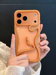 New Creative Hollow Spray-Painted Orange Snake Phone Case, Fashionable & Personalized, Compatible With IPhone 11/12/13/14/15/16/17 Pro/17 Pro Max, Galaxy S22/23/24/25 Ultra, Shockproof Full Coverage - Orange - View 5